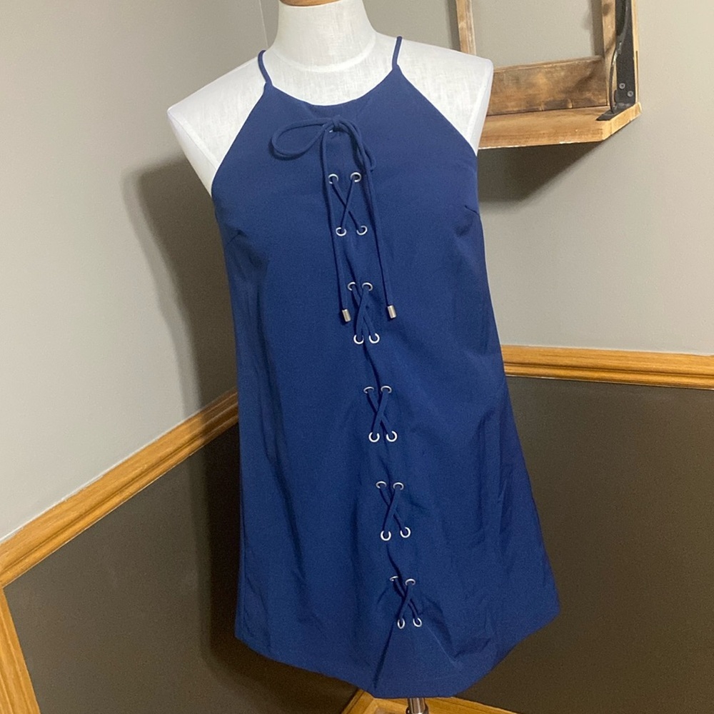 Skies are blue navy blue spaghetti strap  dress size Small